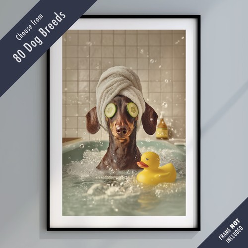 Funny dog bath print - in,