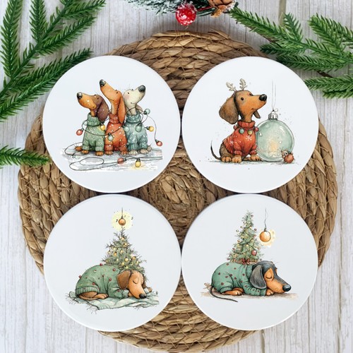 Christmas dachshund ceramic - dachshund,