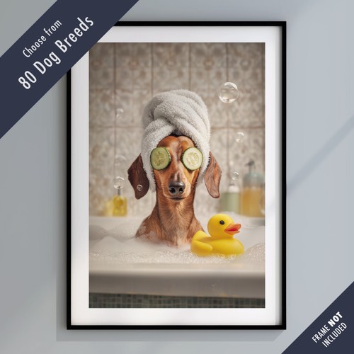 Funny dog bath print - print, –