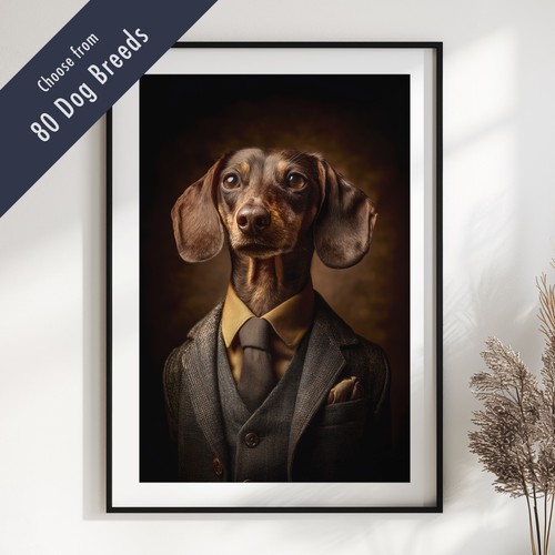 Smartly dressed dog - dressed, portrait