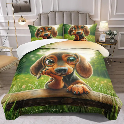 Dachshund doona duvet cover - 3d,