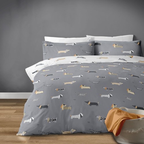 Dachys grey white dachshund - grey,